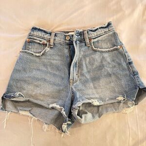 Abercrombie & Fitch Blue Jean Shorts High-Waisted Distressed Frayed Women's